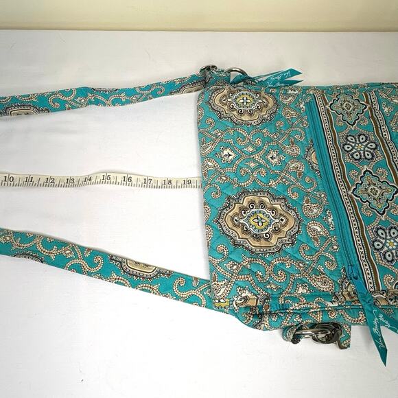 Vera Bradley Totally Turquoise Messenger Crossbody Bag Purse  | Retired Pattern - Picture 12 of 13